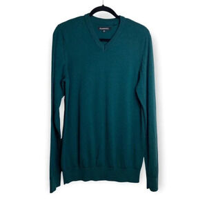 Kangol Mens  Green Merino Wool Long Sleeve Sweater